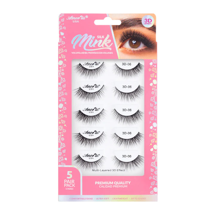 Pestañas 3D Faux mink - Paquete con 5 piezas #06 - Amor Us