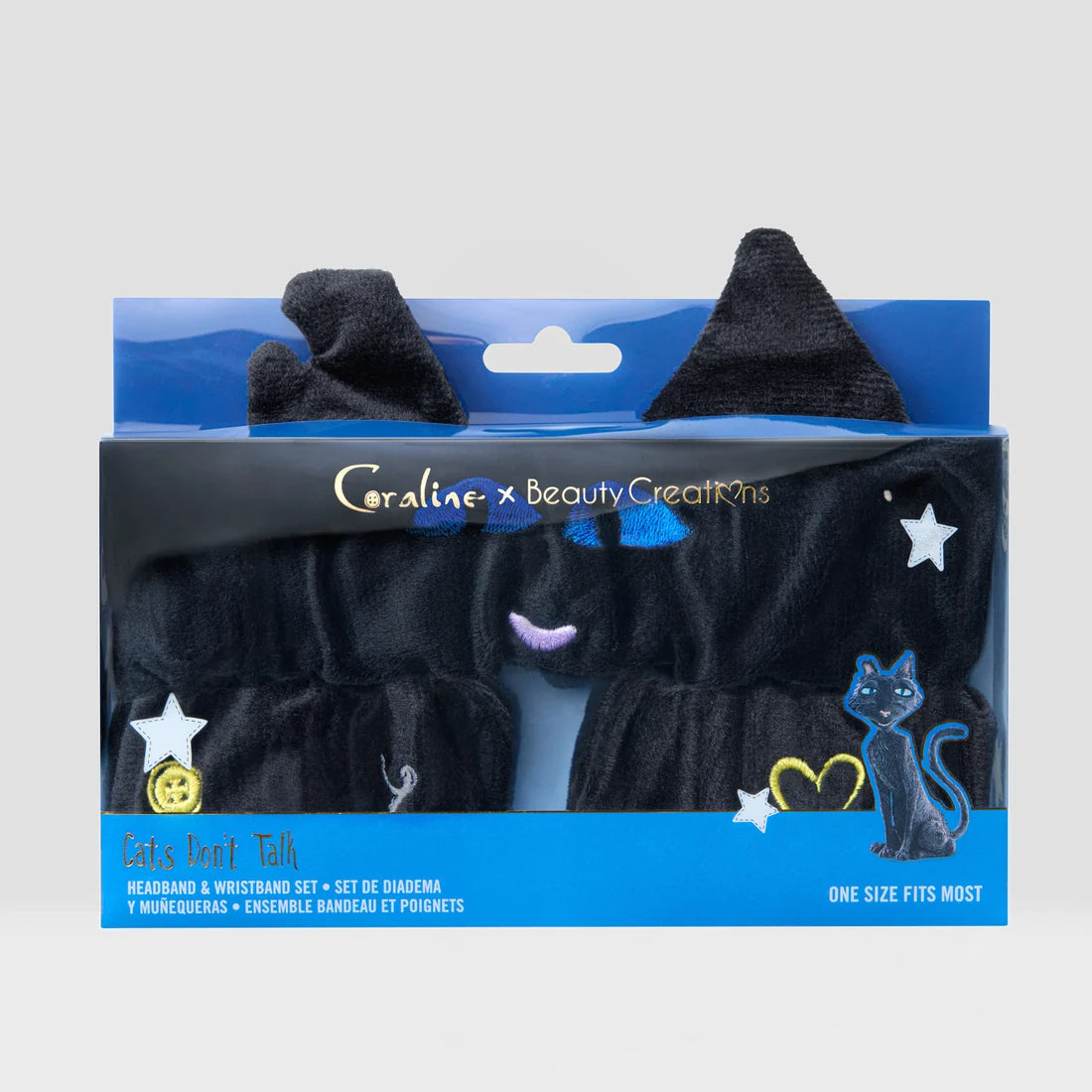 CORALINE X BEAUTY CREATIONS - SET DE BANDA Y MUÑEQUERAS - CATS DOND'T TALK