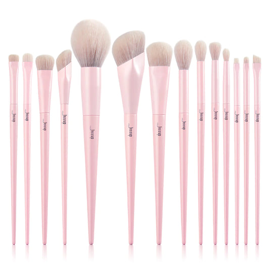 Crystal Pink Makeup Brushes Set Premium Vegan Set 14pcs - Jessup  Beauty